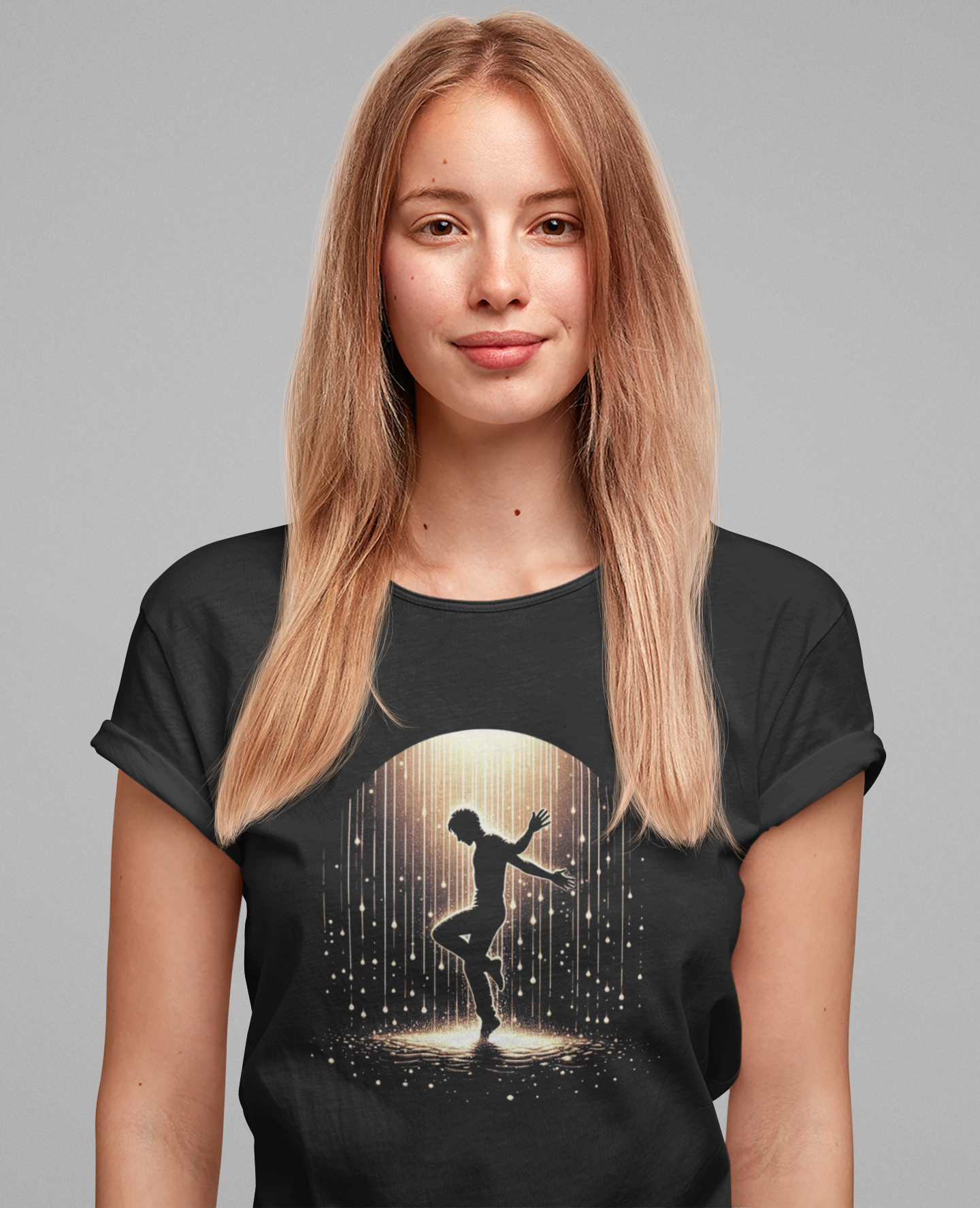 Rain and Radiance Inspiring Silhouette Dance Through the Storm T-Shirt