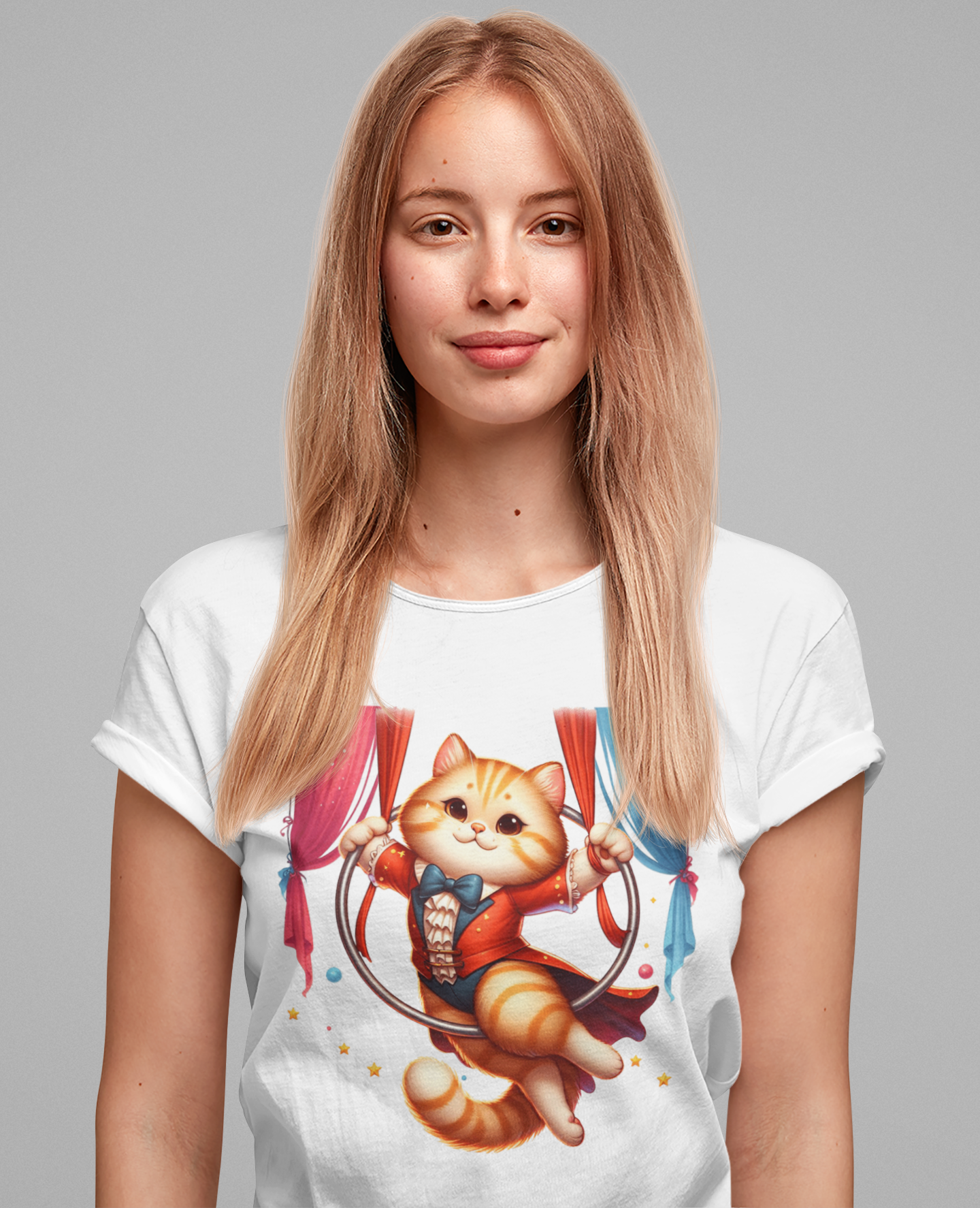 Circus Aerialist Cat Shirt, Funny Trapeze Performer Tee, Acrobatic Pet Graphic T Shirt, Quirky Performer Humor Apparel, Flying Cat Top