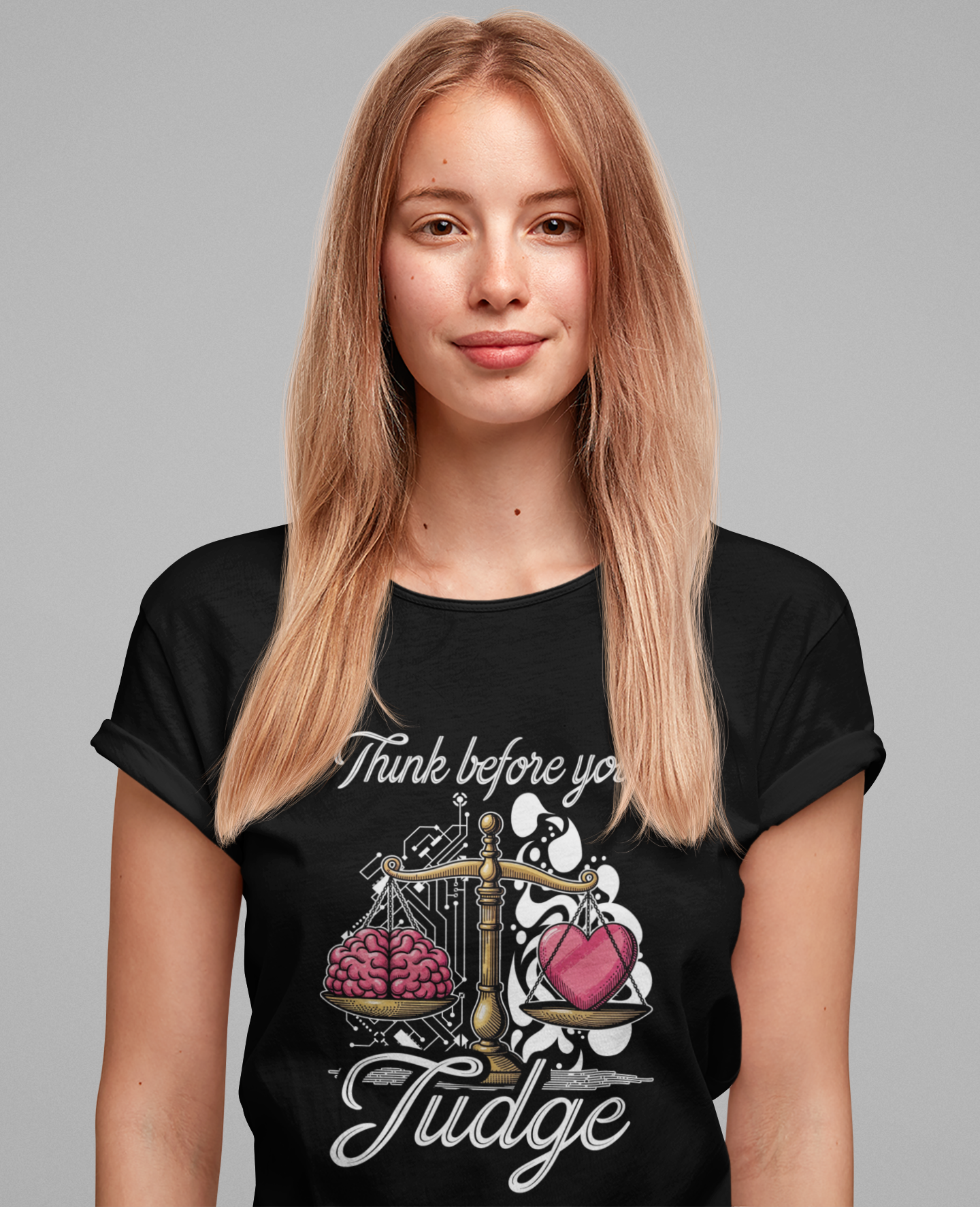 Think Before You Judge Shirt Conscious Reminder Graphic Tee Promoting Empathy and Understanding Before Making Assumptions