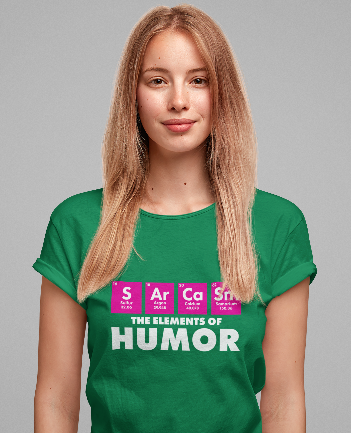 The Elements of Humor Tshirt – Sarcasm Chemistry Pun with Element Symbols