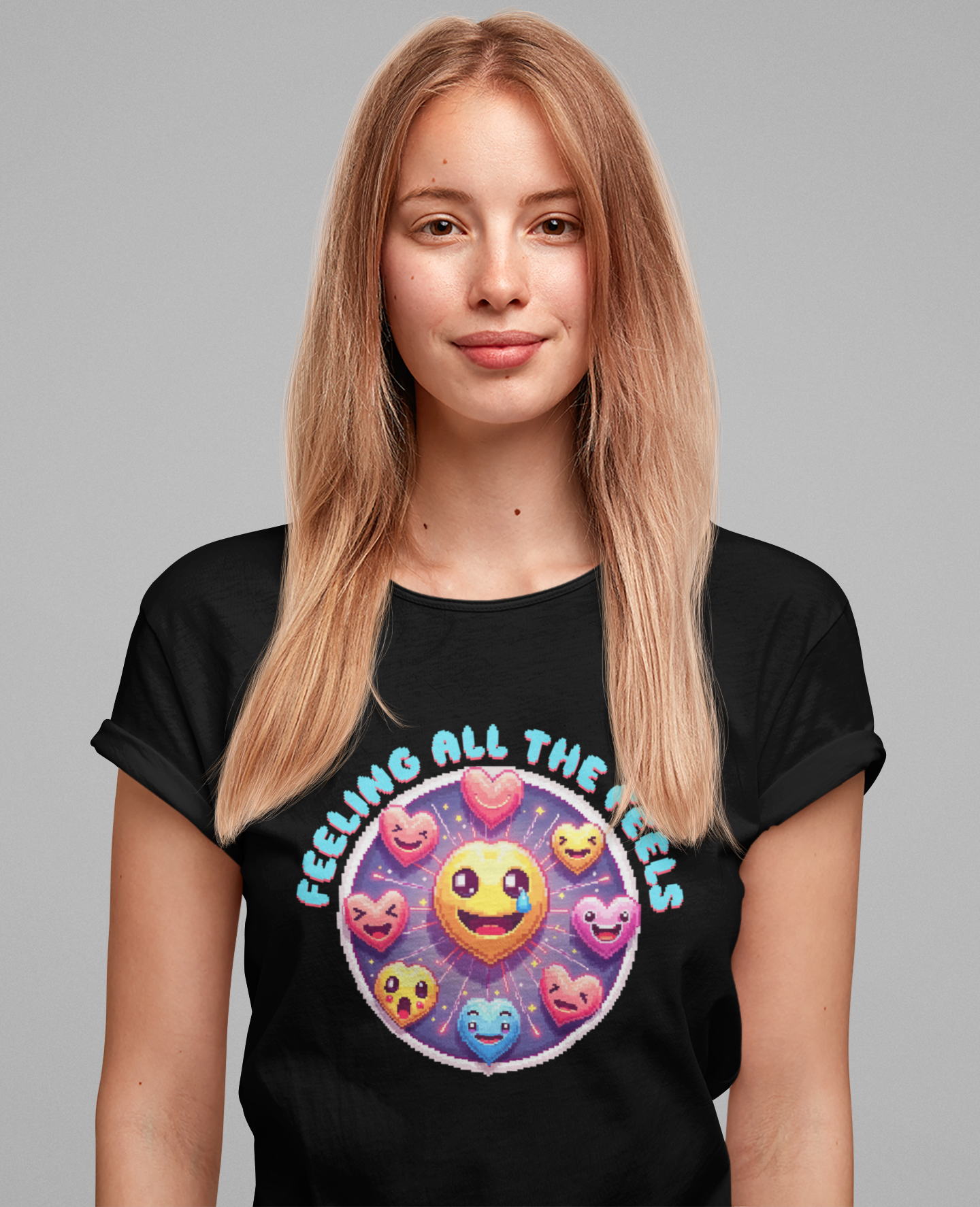 Feeling All the Feels – Heart Emoji Expressions Graphic T-Shirt