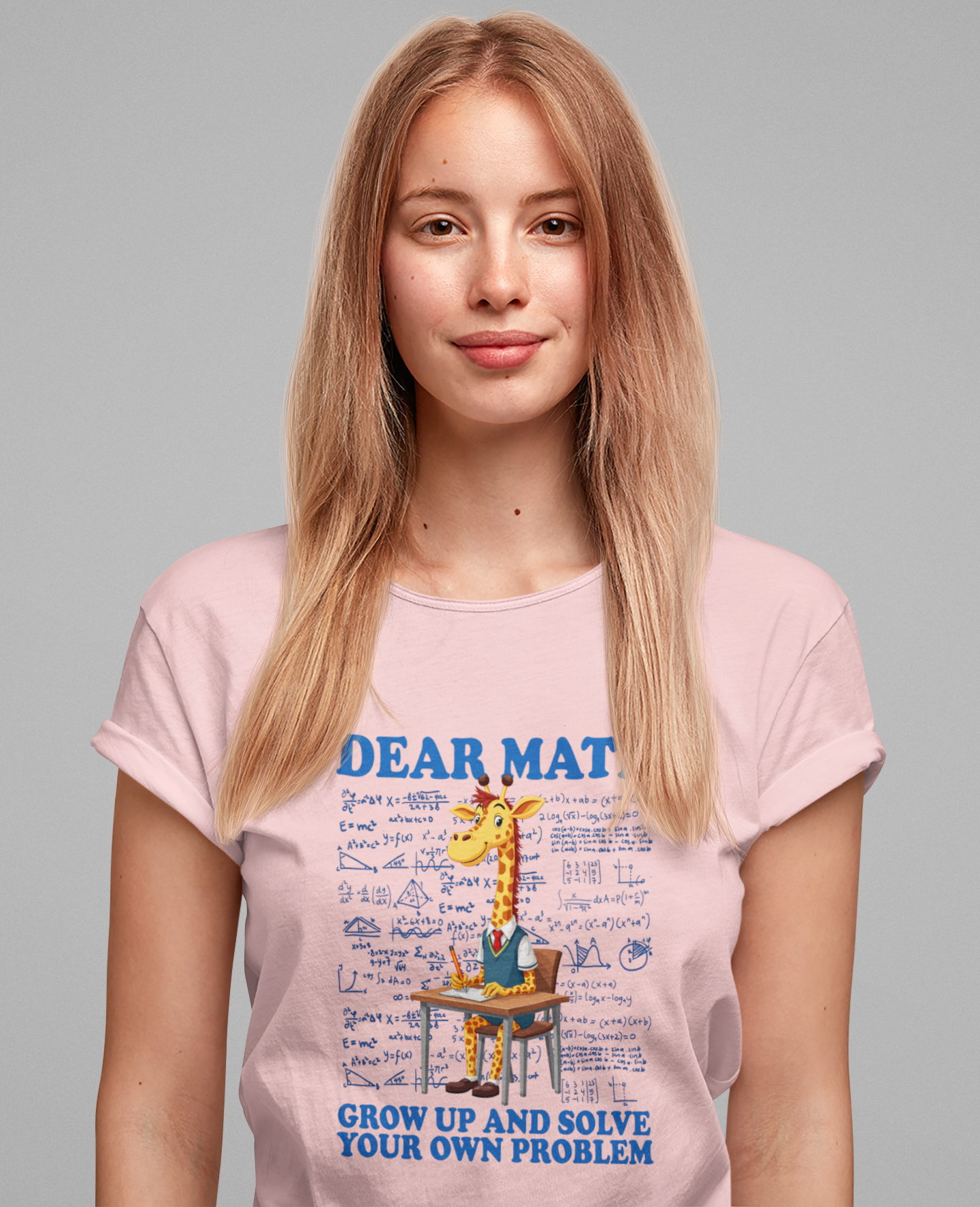 Math Problem Joke Shirt – Dear Math, Solve Your Own Problem Giraffe Design