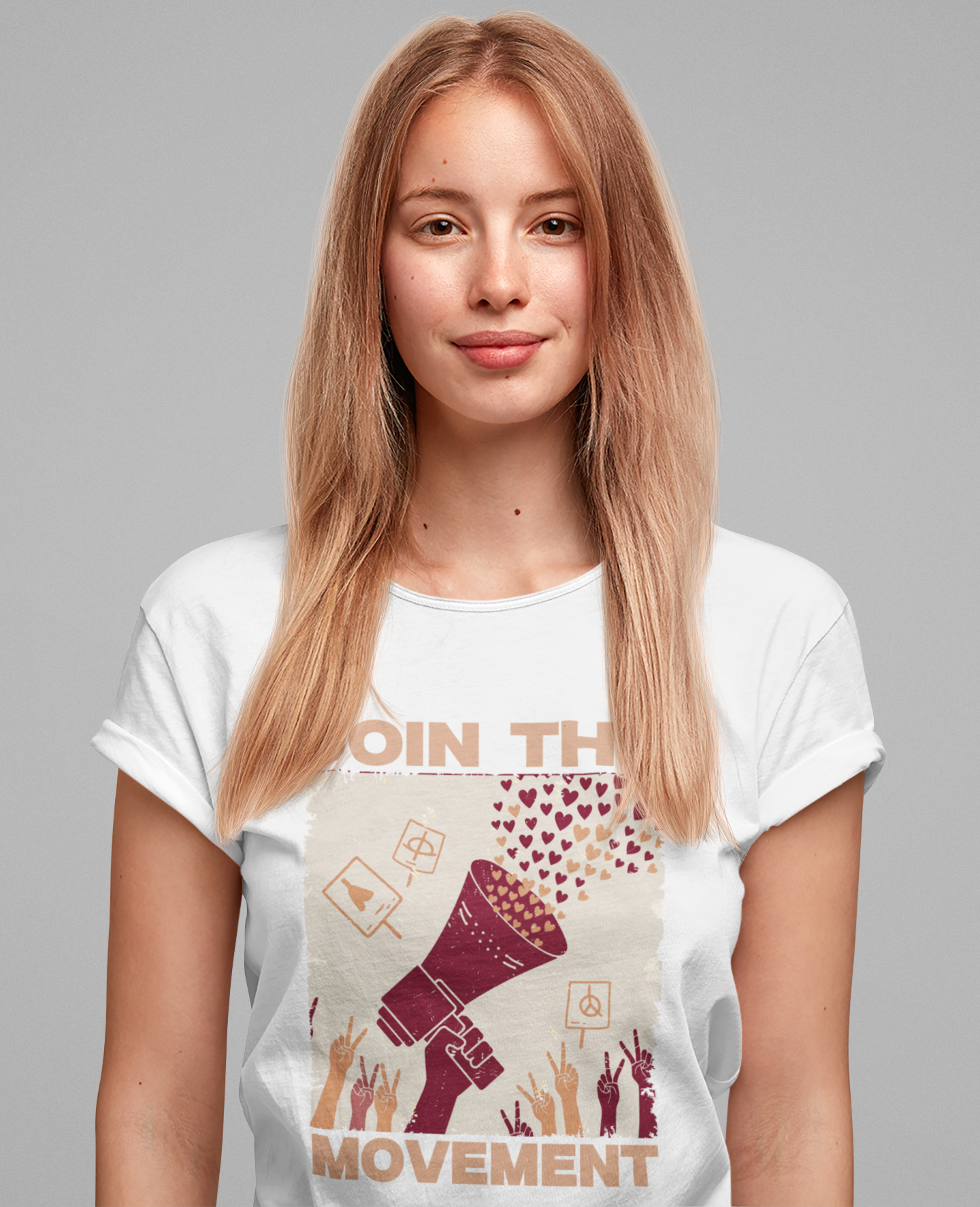 Join the Movement – Empowerment Speaker and Victory Hands Graphic T-Shirt