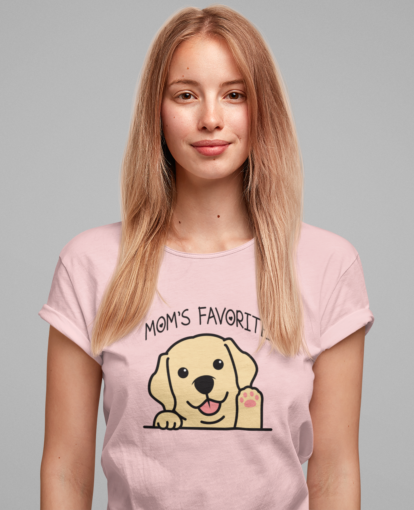 Moms Favorite Dog Waving Paw Tshirt Cute Happy Canine Design