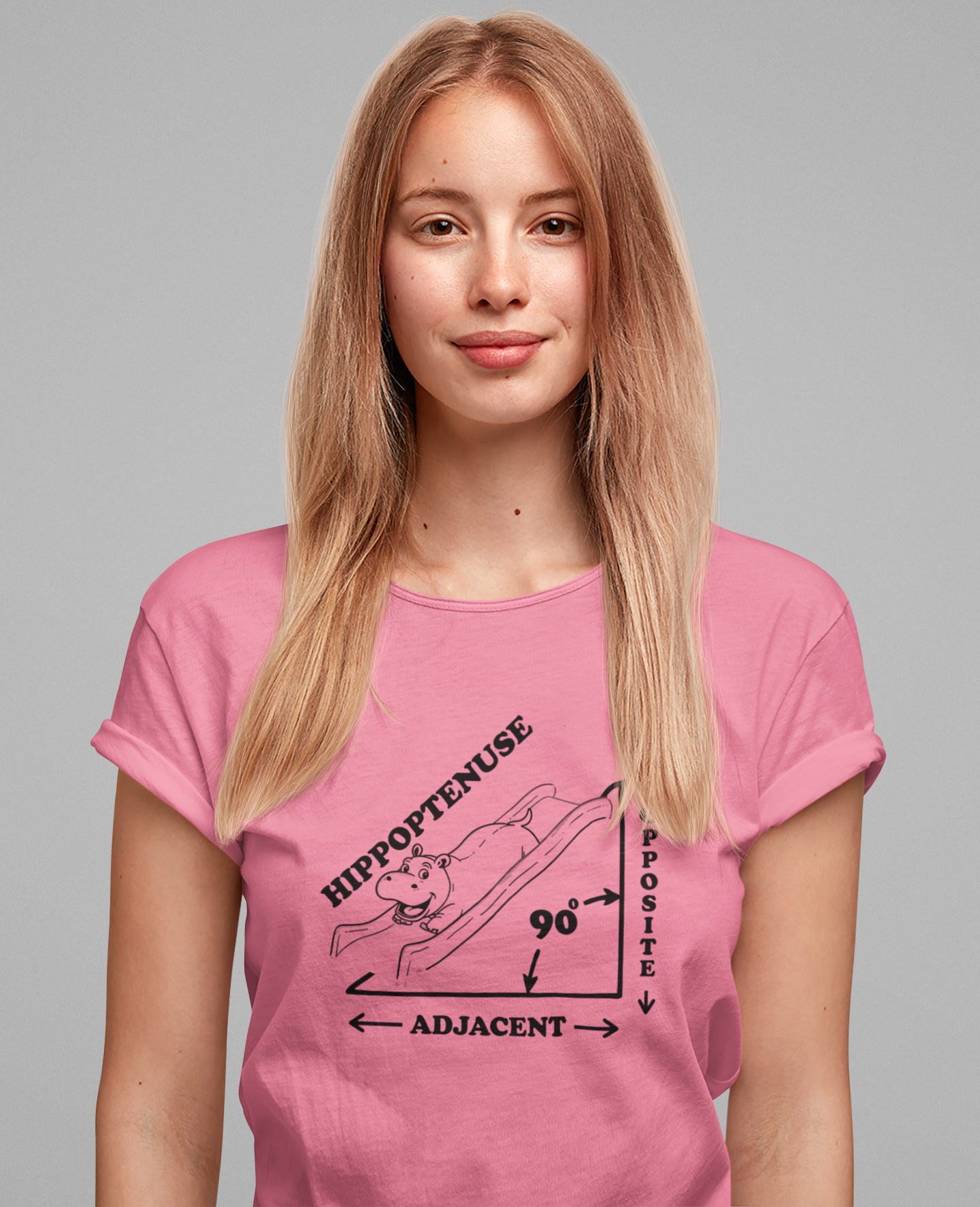 Math Joke Shirt – Hippopotenuse Hippo Right Triangle Graphic