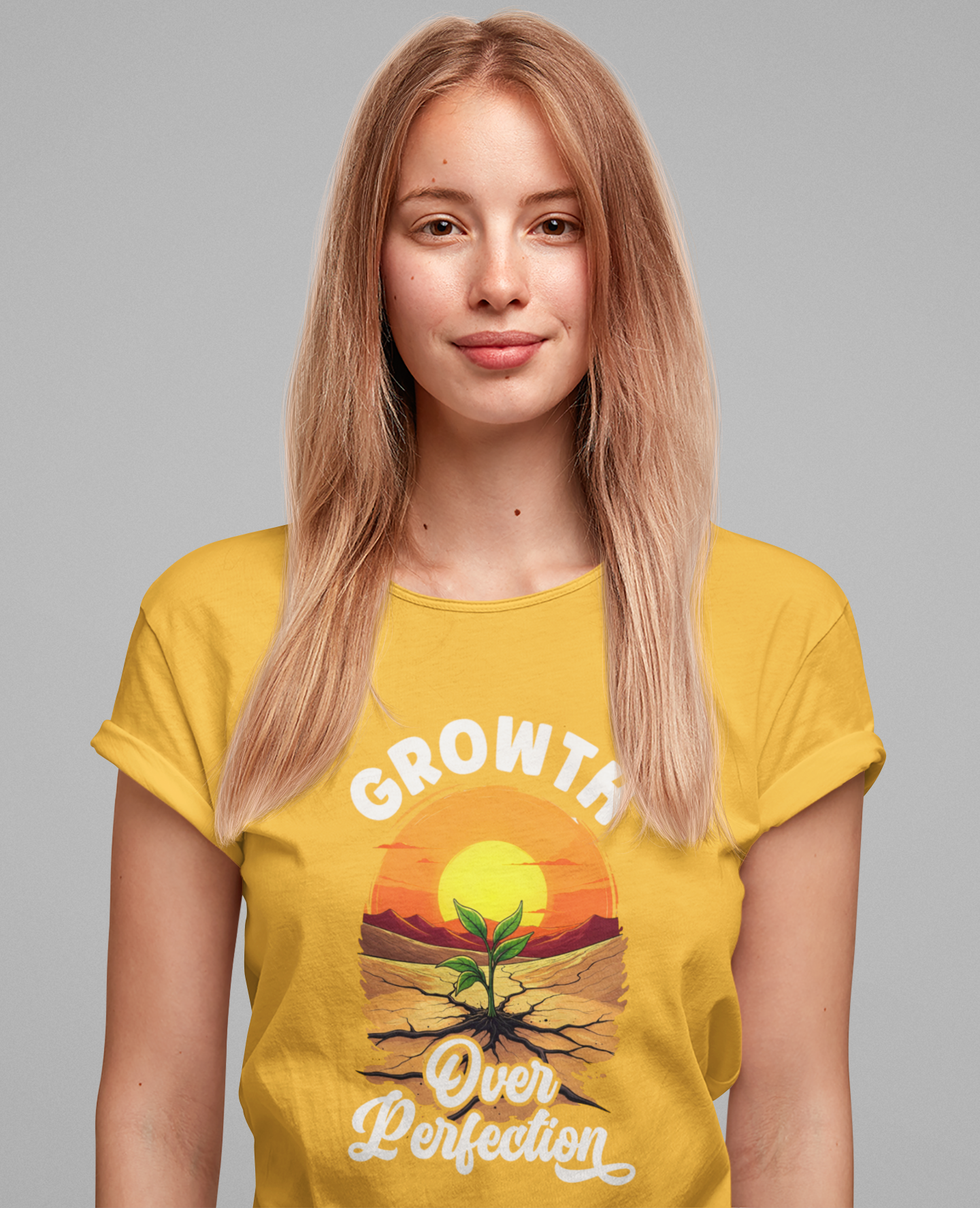Growth Over Perfection Motivational T-Shirt – Sunrise Plant Design