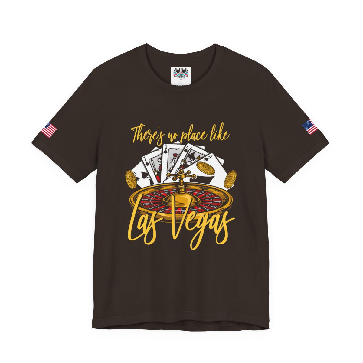 There's No Place Like Las Vegas T-Shirt – Roulette Wheel Poker Cards Casino Tee
