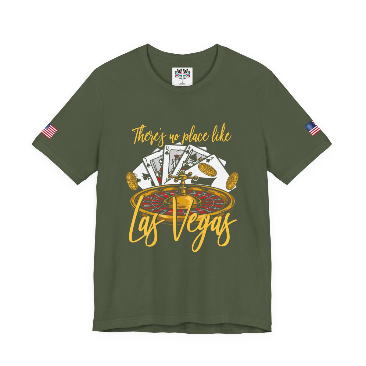 There's No Place Like Las Vegas T-Shirt – Roulette Wheel Poker Cards Casino Tee