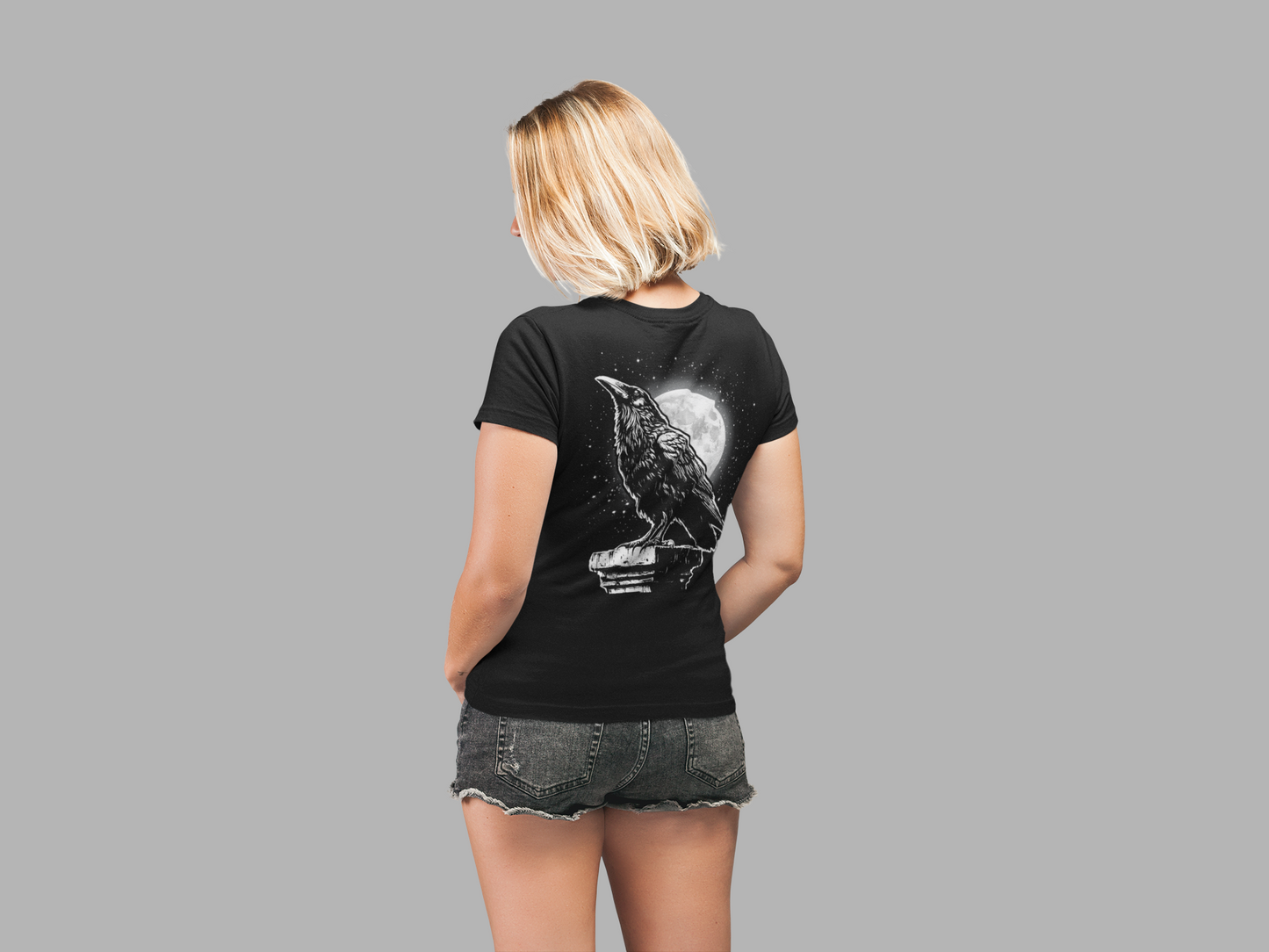 Moonlit Raven Tower Night Gothic T-Shirt
