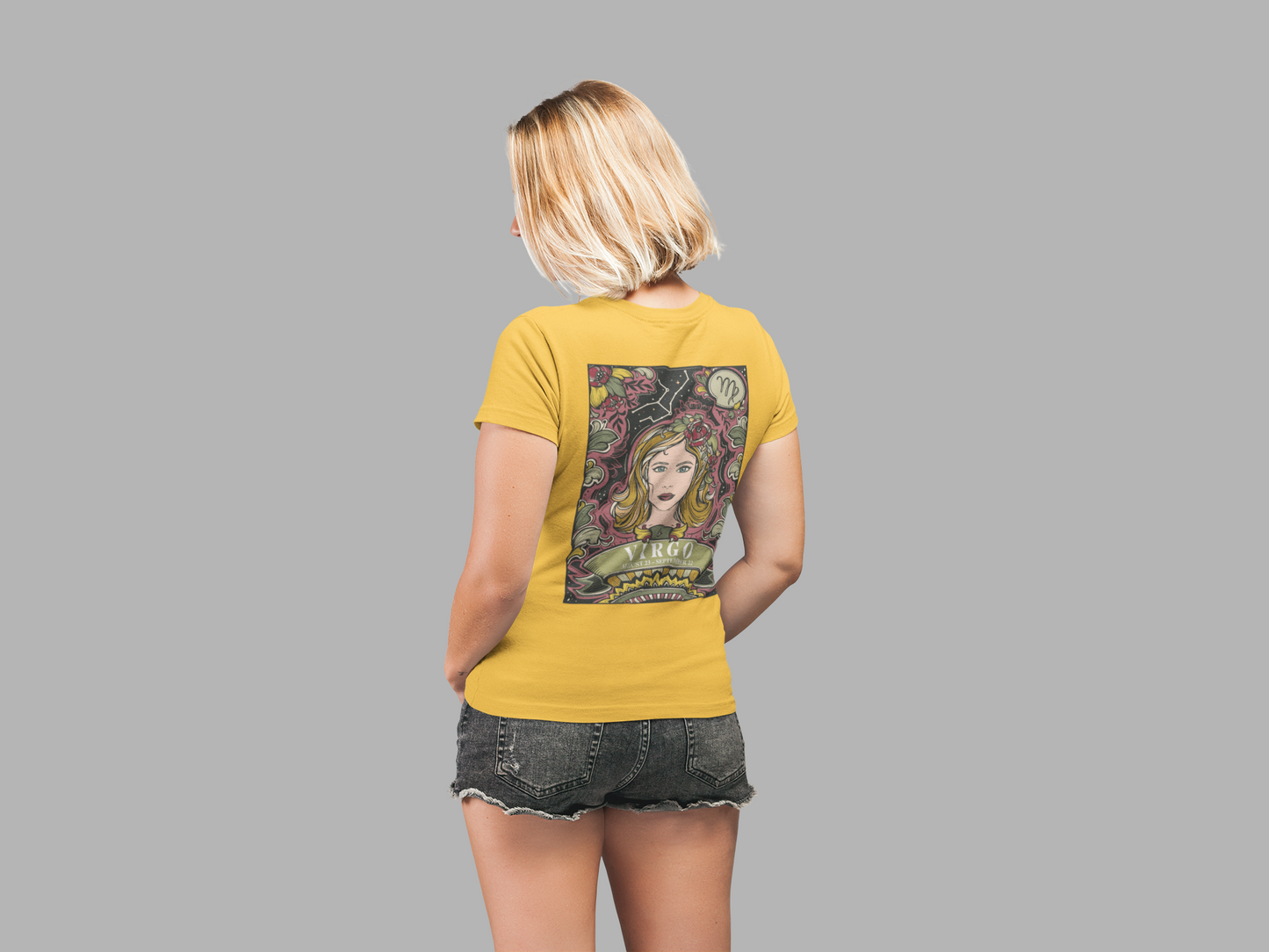Virgo Constellation & Floral Zodiac T-Shirt – August 23 to September 22