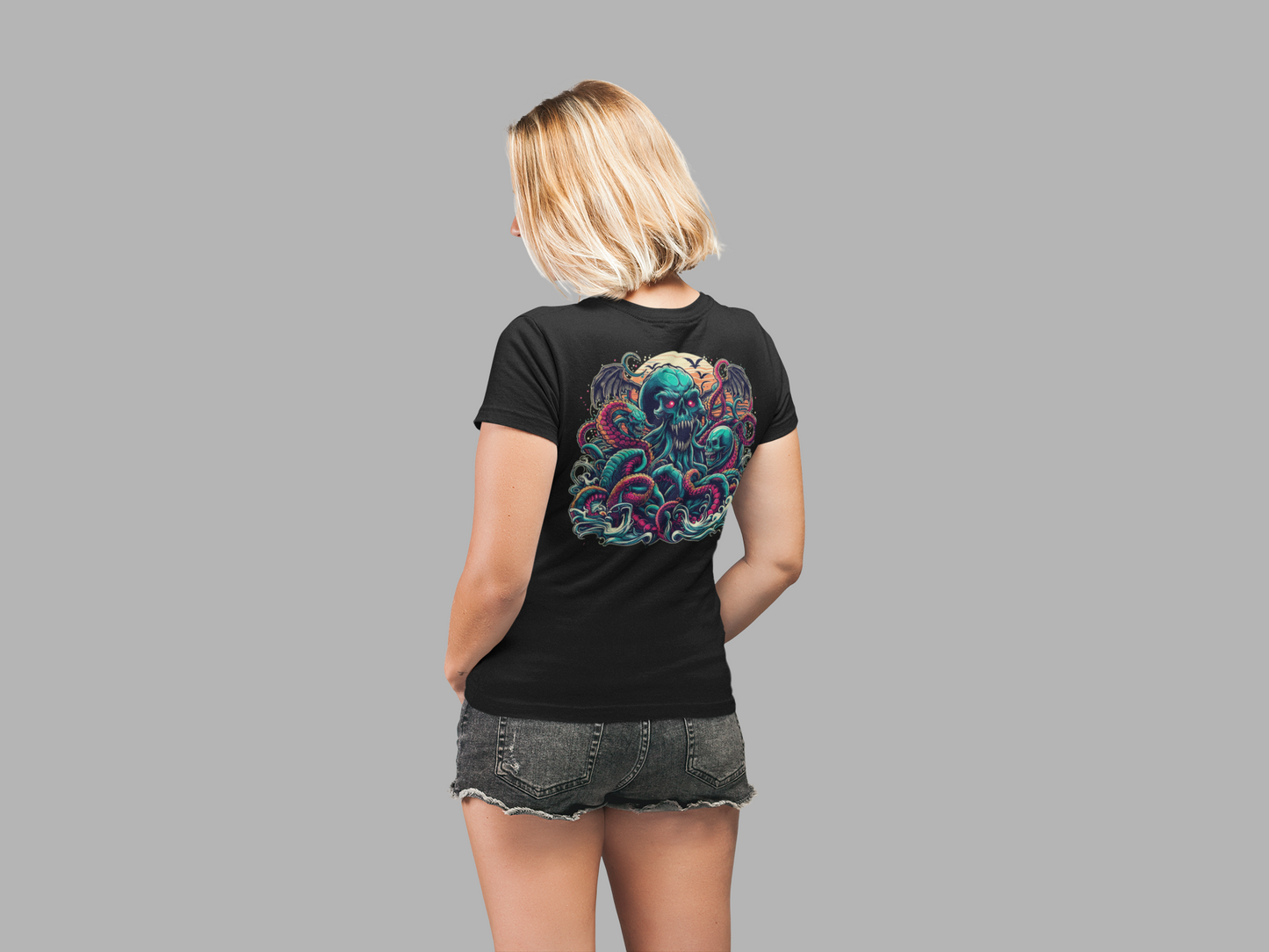 Cosmic Zombies vs Deep Sea Cthulhu Horror T-Shirt