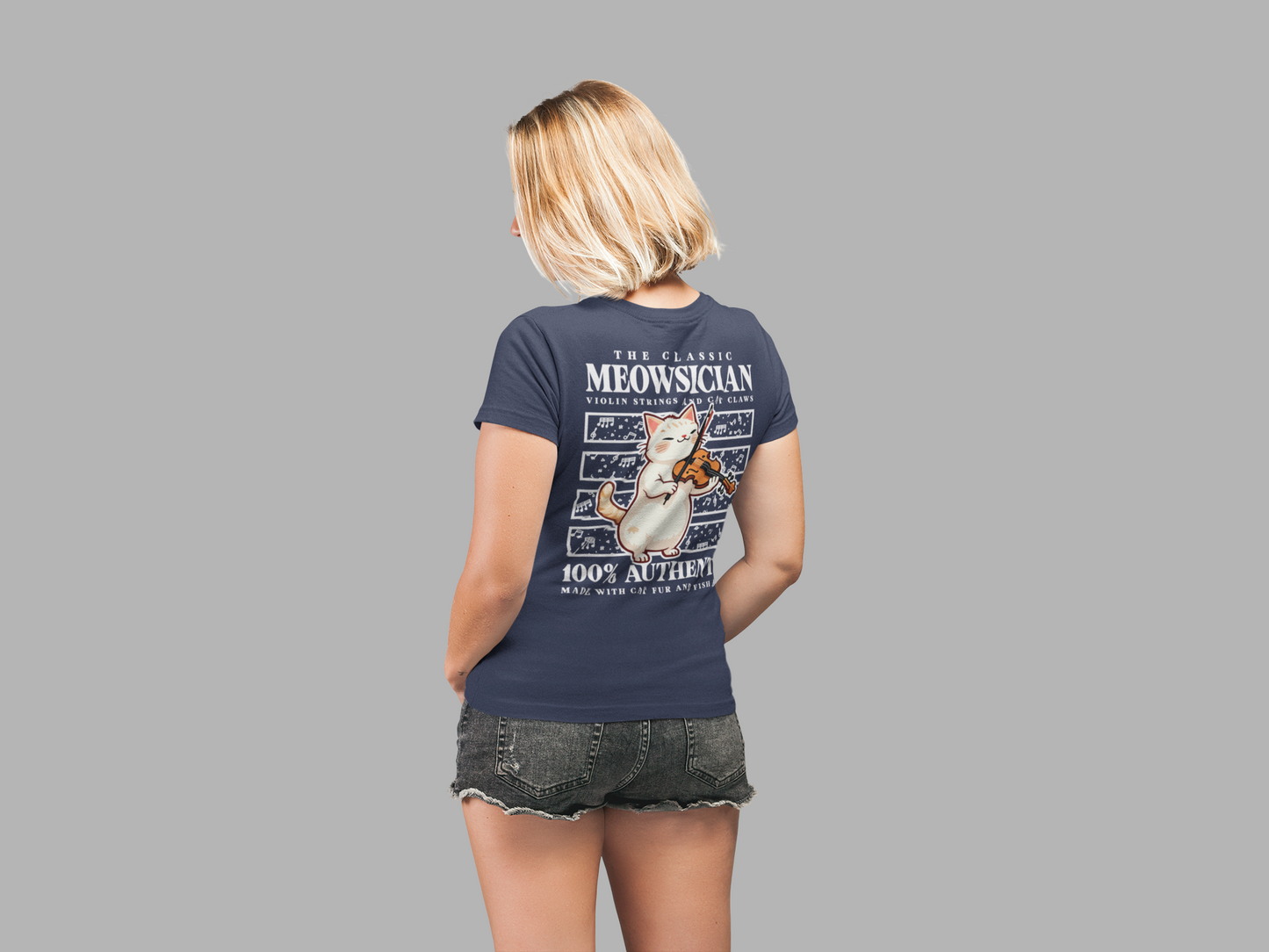 The Classic Meowsician T-Shirt – Cat & Violin Music Notes Fun Graphic